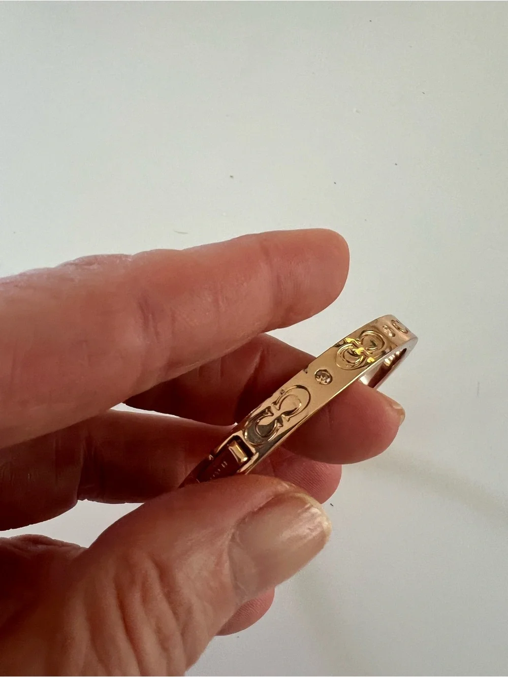 Coach Signature Hinged Bangle Bracelet in Rose Gold CX686